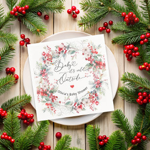 Elegant Winter Berry Baby Shower Pappersservett