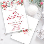 Elegant Winter Berry Botanical 30års födelsedag Inbjudningar<br><div class="desc">Inbjudan dina gäster till en speciell vinterfödelsedagsfest med den här elegantens rödbär och blommigt av skulderblad i grönten. Djupa röda bär förvaras i löv och grenar. Röd text bidrar till festiveringen. Det här objektet är en del av Winter Berry-samlingen. Den innehåller mallar som du kan använda för att snabbt skapa...</div>