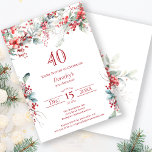 Elegant Winter Berry Botanical 40:e födelsedagen Inbjudningar<br><div class="desc">Inbjudan dina gäster till en speciell vinter- eller julfödelsedagsfest med den här elegantens rödbären och sadelns blommigt för grönt. Djupa röda bär förvaras i löv och grenar. Röd text bidrar till festiveringen. Det här objektet är en del av Winter Berry-samlingen. Den innehåller mallar som du kan använda för att snabbt...</div>