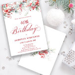 Elegant Winter Berry Botanical 40:e födelsedagen Inbjudningar<br><div class="desc">Inbjudan dina gäster till en speciell vinterfödelsedagsfest med den här elegantens rödbär och blommigt av skulderblad i grönten. Djupa röda bär förvaras i löv och grenar. Röd text bidrar till festiveringen. Det här objektet är en del av Winter Berry-samlingen. Den innehåller mallar som du kan använda för att snabbt skapa...</div>