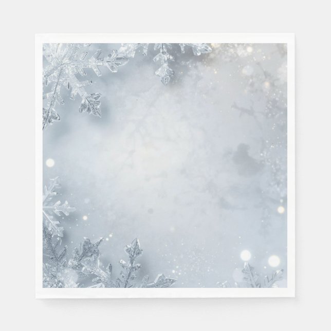 Elegant Winter Birthday Cocktail Napkins Snow Pappersservett (Framsidan)