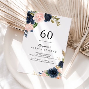 Elegant Winter-Blommigt 60:e Födelsedagsfesten Inbjudningar