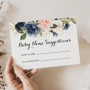 Elegant Winter Blommigt Baby Namn förslagskort Visitkort