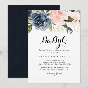 Elegant Winter Blommigt BabyQ Baby Shower Barbecue Inbjudningar