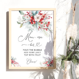 Elegant Winter Blommigt Berry Baby Shower Momosa P Poster