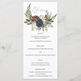 Elegant Winter Blommigt Boho Botanical Bröllop Men Meny