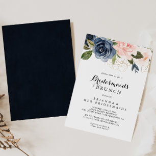 Elegant Winter Blommigt Bridesmaids Brunch Shower Inbjudningar