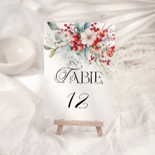 Elegant Winter Blommigt Bröllop Bordsnummer