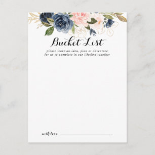 Elegant Winter Blommigt Bröllop Bucket-listkort Vykort