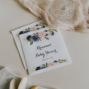 Elegant Winter Blommigt Calligraphy Baby Shower Pappersservett