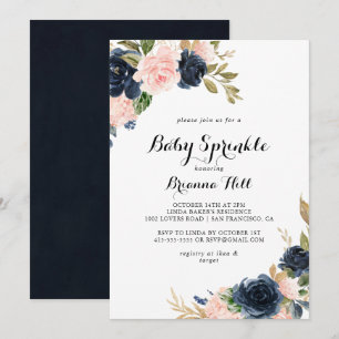 Elegant Winter Blommigt Calligraphy Baby Sprinkle Inbjudningar