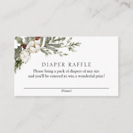 Elegant Winter Blommigt Diaper Raffle Baby Shower Tilläggskort