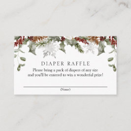 Elegant Winter Blommigt Diaper Raffle Baby Shower Tilläggskort