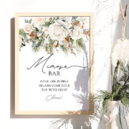 Elegant Winter Blommigt Greenery Mimosa Pub Poster