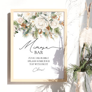 Elegant Winter Blommigt Greenery Mimosa Pub Poster