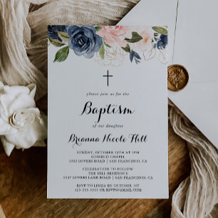 Elegant Winter Blommigt Kor Baptism Inbjudningar