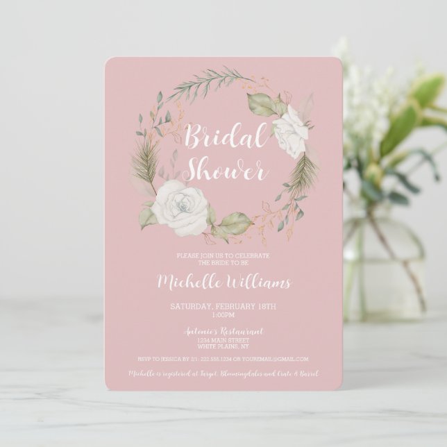 Elegant Winter Blommigt Möhippa för andning Inbjudningar (Stående Fram)