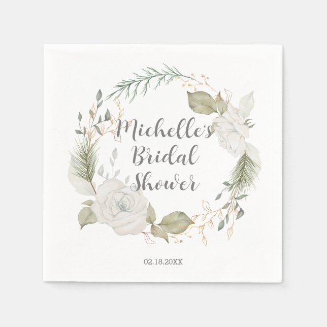 Elegant Winter Blommigt Möhippa för andning Pappersservett (Framsidan)