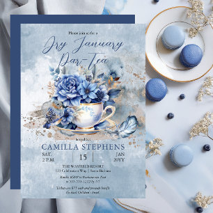 Elegant Winter Blommigt Tekopp Torry Januari Par-T Inbjudningar