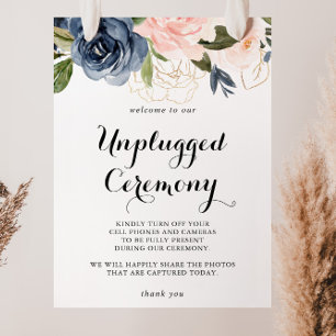 Elegant Winter Blommigt Unplugged Ceremony-tecken Poster