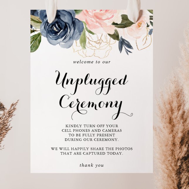 Elegant Winter Blommigt Unplugged Ceremony-tecken Poster (Skapare uppladdad)