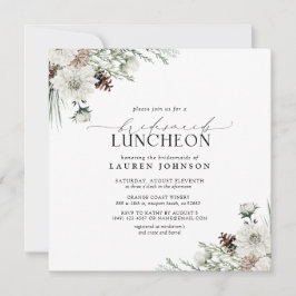 Elegant Winter Blommigt Watercolor Möhippa Luncheo Inbjudningar