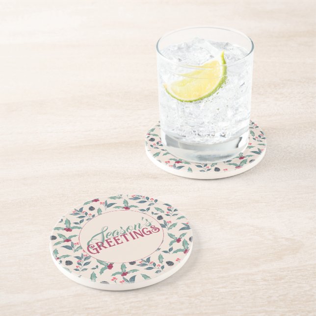 Elegant Winter-blommigten Vattenfärgjul Underlägg (Sidan)