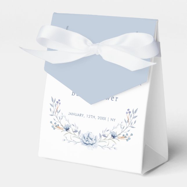Elegant Winter Blue Wilblomma Blommigt Baby Shower Presentaskar (Framsidan Sidan)