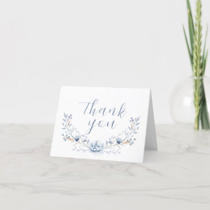 Elegant Winter Blue Wilblomma Blommigt Baby Shower Tack Kort