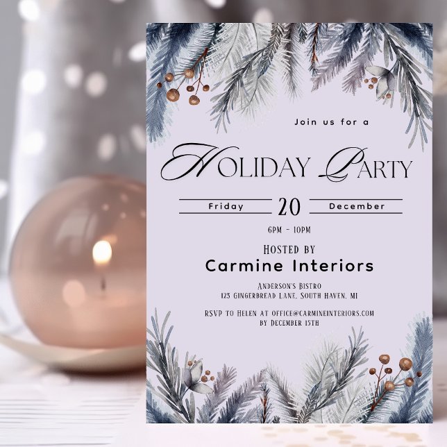 Elegant Winter Botanicals Corporate Office Helgdag Inbjudningar (Skapare uppladdad)
