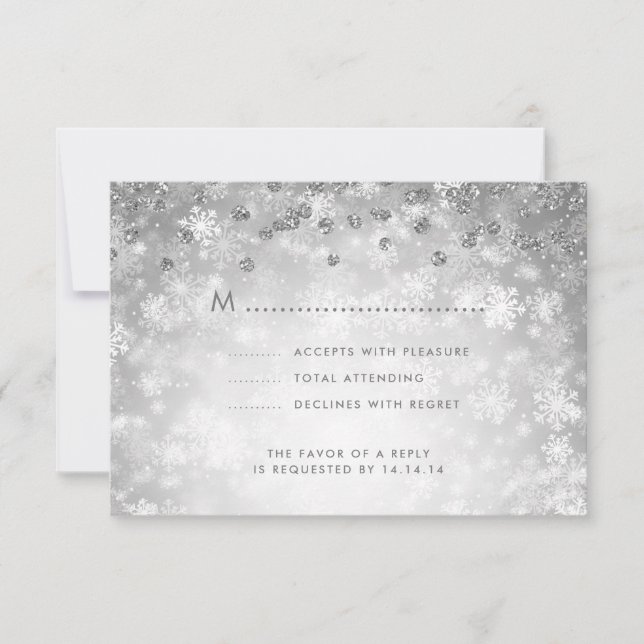 Elegant Winter-bröllopet OSA Glitter Silver Kort (Framsida)