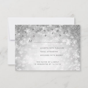 Elegant Winter-bröllopet OSA Glitter Silver Kort