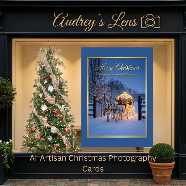 Elegant Winter Carriage Christmas Julkort (Skapare uppladdad)