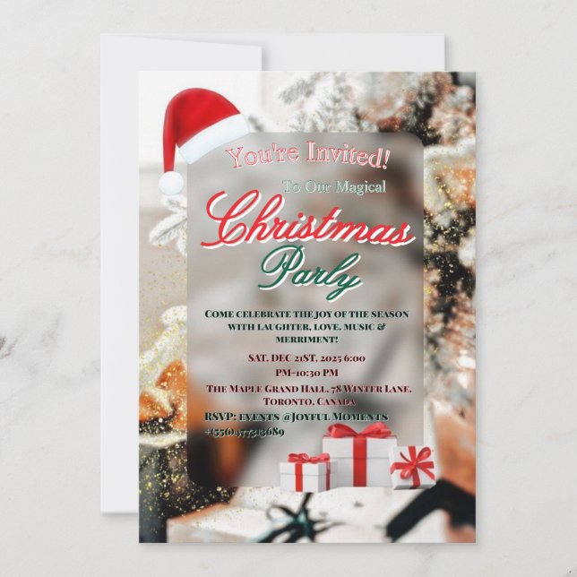 Elegant Winter Christmas Party Invitation Julkort (Framsida)