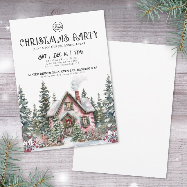 Elegant Winter Companys julfest Inbjudningar (Elegant Winter Company Christmas Party Invitation)