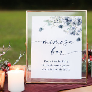 Elegant Winter Dusty Blue Foliage Mimosa Pub Poster