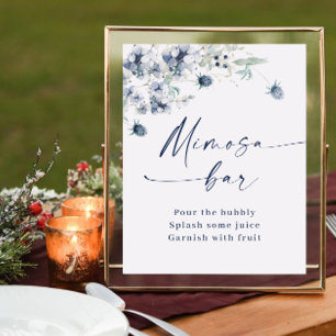 Elegant Winter Dusty Blue Foliage Mimosa Pub Poster