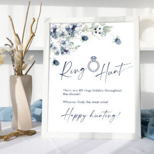Elegant Winter Dusty Blue Foliage Möhippa Poster