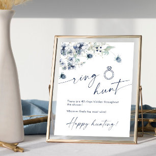 Elegant Winter Dusty Blue Foliage Möhippa Poster