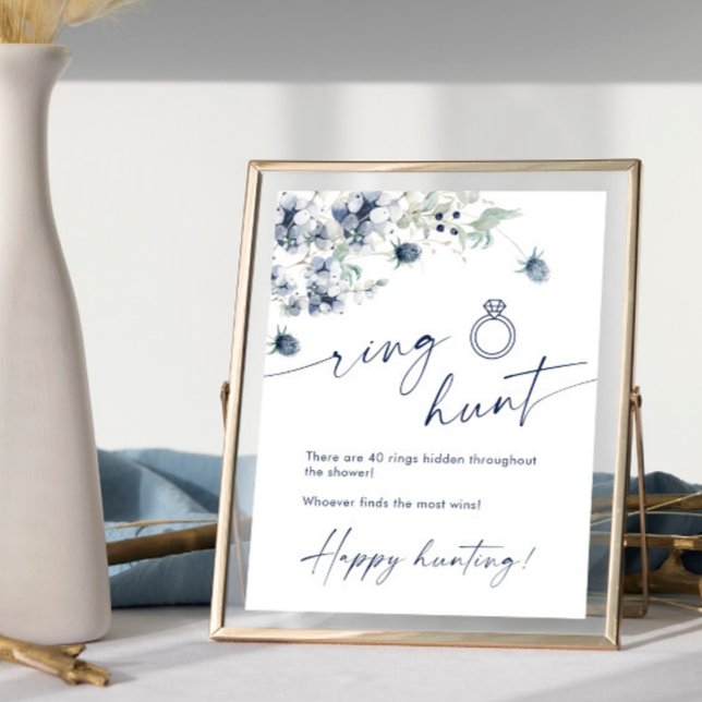 Elegant Winter Dusty Blue Foliage Möhippa Poster (Skapare uppladdad)