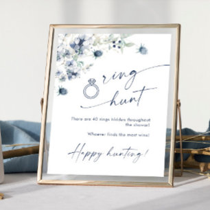 Elegant Winter Dusty Blue Foliage Möhippa Poster