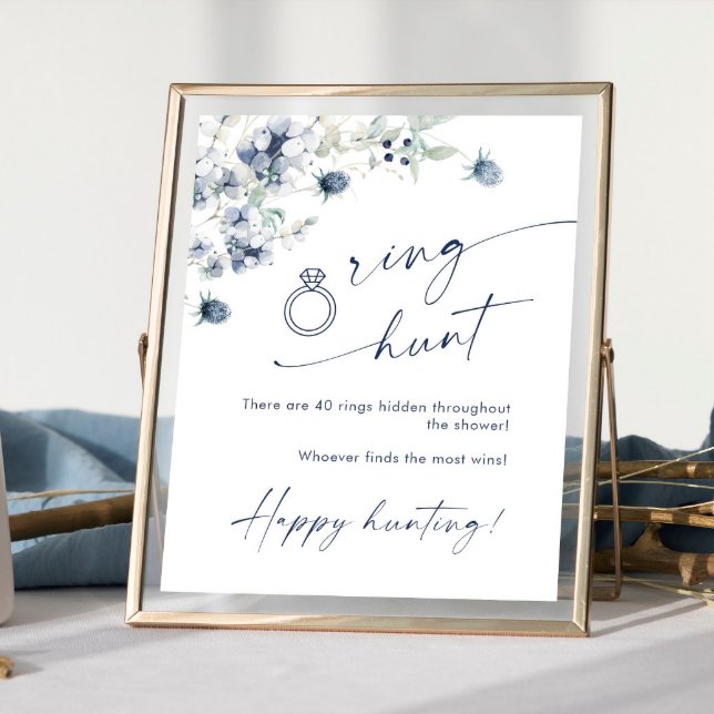 Elegant Winter Dusty Blue Foliage Möhippa Poster (Skapare uppladdad)