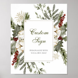 Elegant Winter Evergreen Anpassningsbar Text-tecke Poster