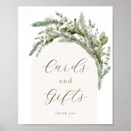 Elegant Winter Evergreen Arch Cards and Gifts Sign Poster