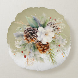 Elegant Winter Evergreen Baby Shower Party Rund Kudde