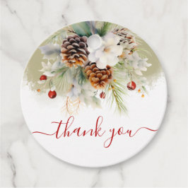 Elegant Winter Evergreen Baby Shower Tack Gåvor Etiketter