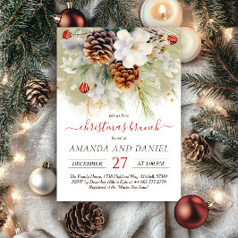 Elegant Winter Evergreen jul Brunch Inbjudningar