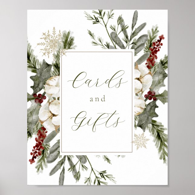 Elegant Winter Evergreen-kort och presentkort Poster (Framsidan)
