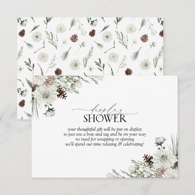 Elegant Winter Evergreen Visning Shower Tilläggskort (Fram/baksida)