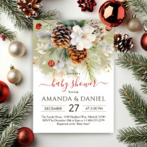 Elegant Winter Evergreen Watercolor Baby Shower